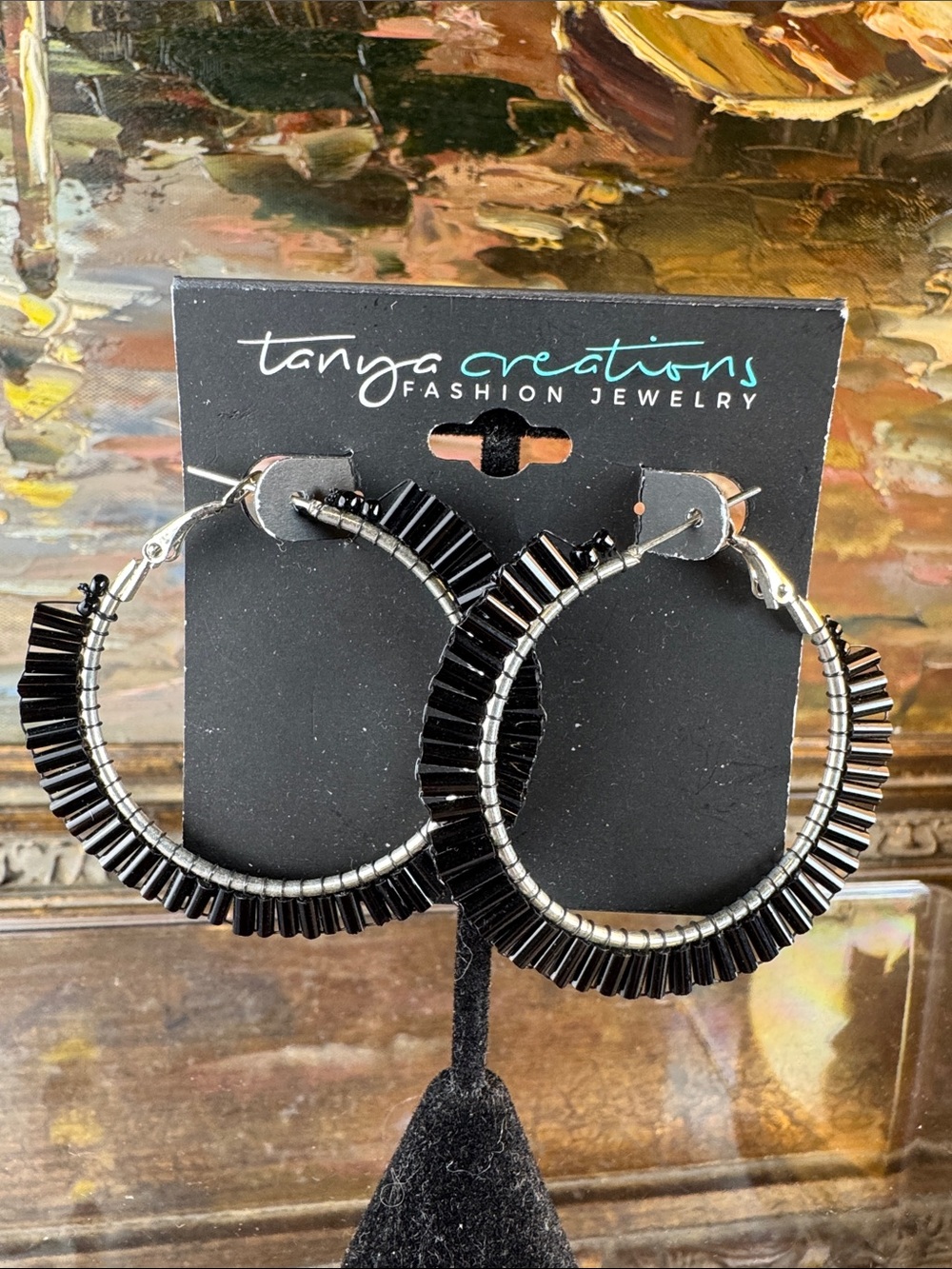 0494-Black‎ Hoop Earrings - Fashion Jewelry